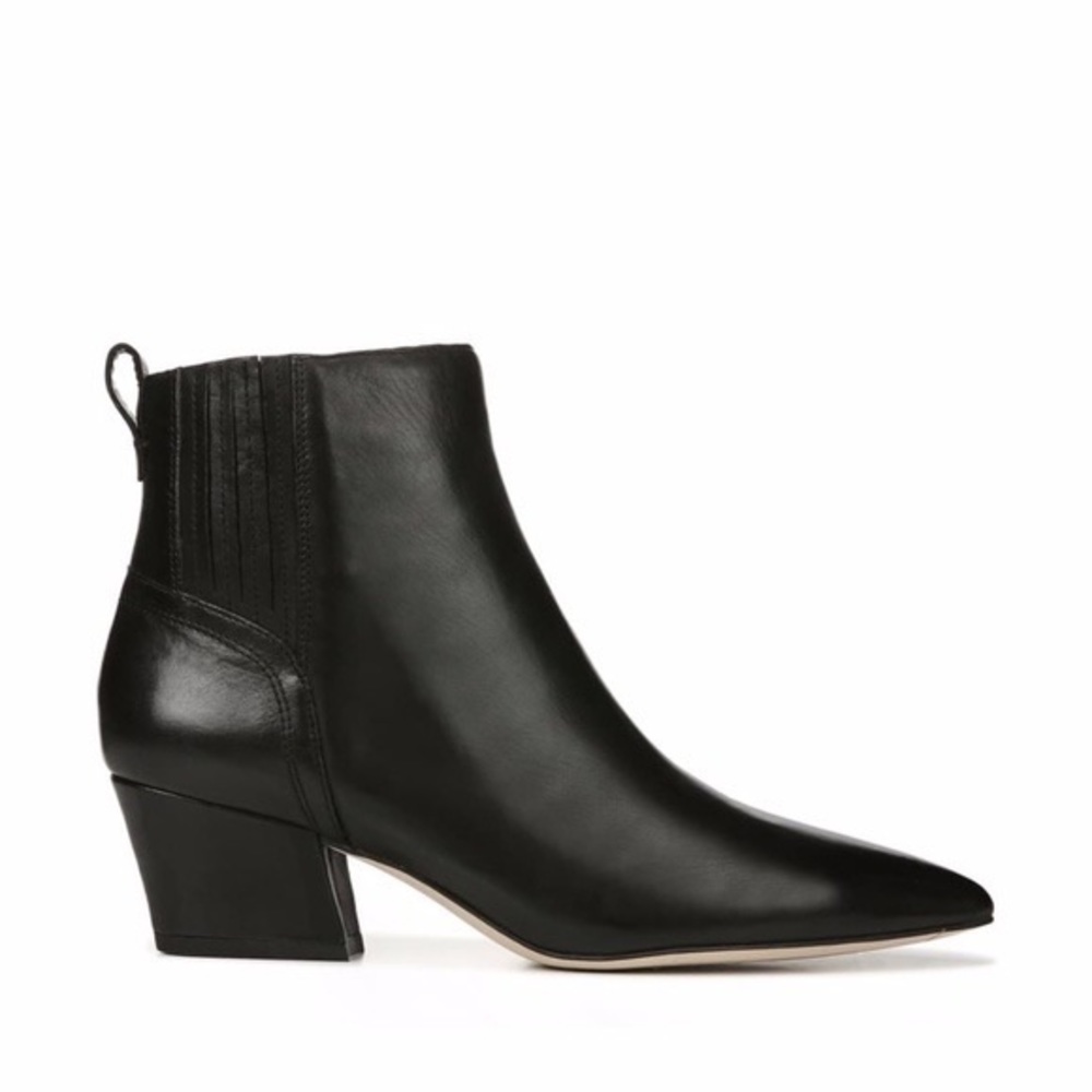Franco Sarto Luca Black Leather Western Ankle Booties